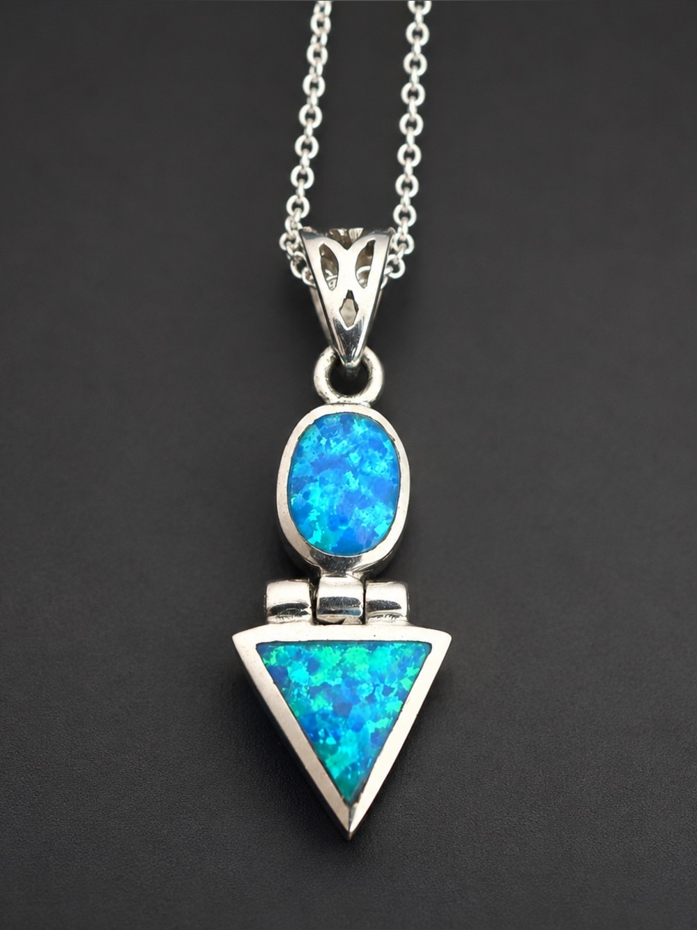 Opal Sterling Silver 925 Pendant Lab Created W/ Sterling Plate Chain LOVELY🦋
